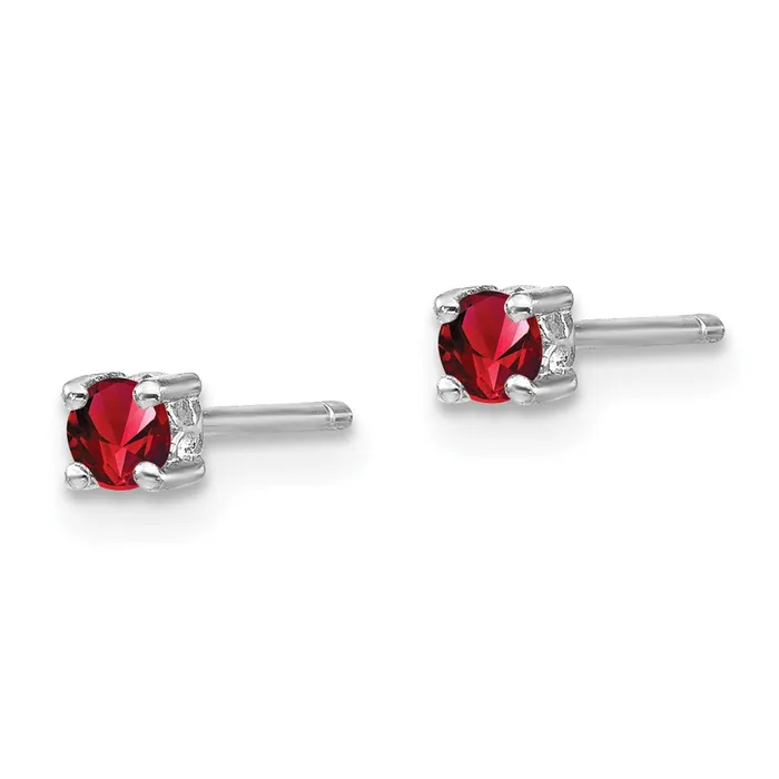 Earrings Sterling Silver 3mm Round Garnet Post Earrings Goldia
