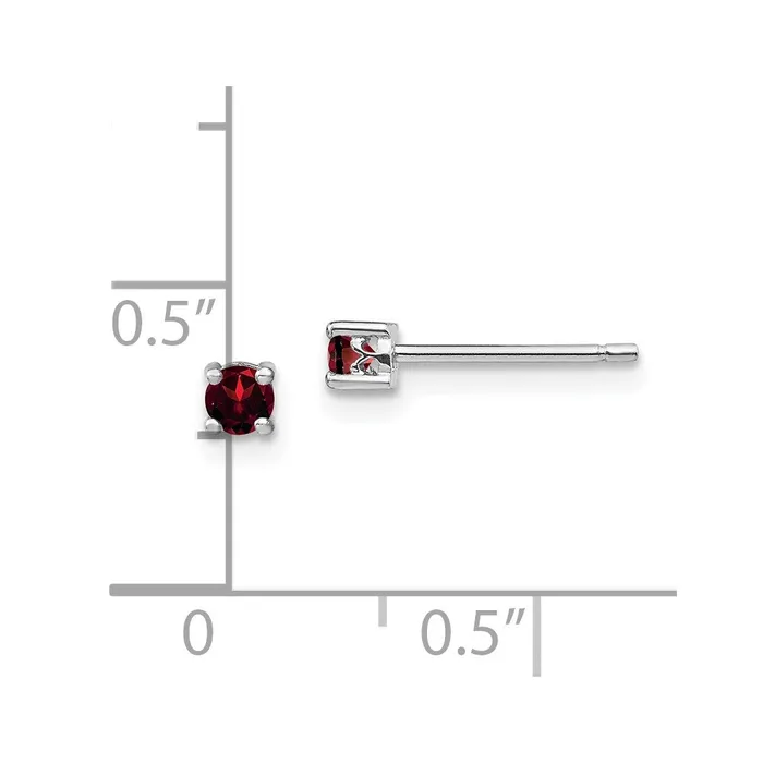 Earrings Sterling Silver 3mm Round Garnet Post Earrings Goldia