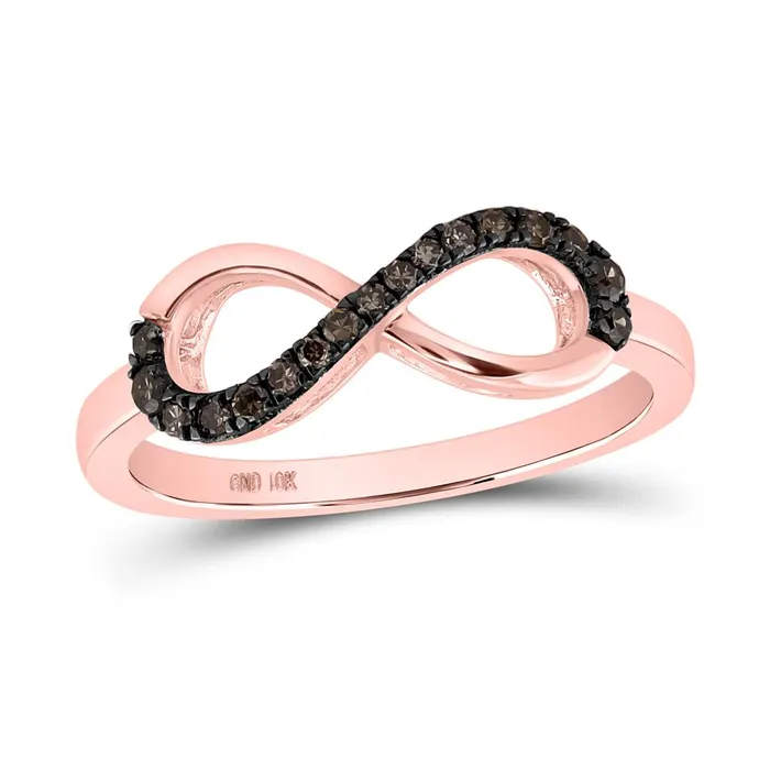 gndatlanta 10k Rose Gold Round Brown Diamond Infinity Ring 15 Cttw Rings