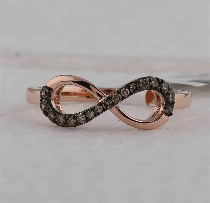 gndatlanta 10k Rose Gold Round Brown Diamond Infinity Ring 15 Cttw Rings