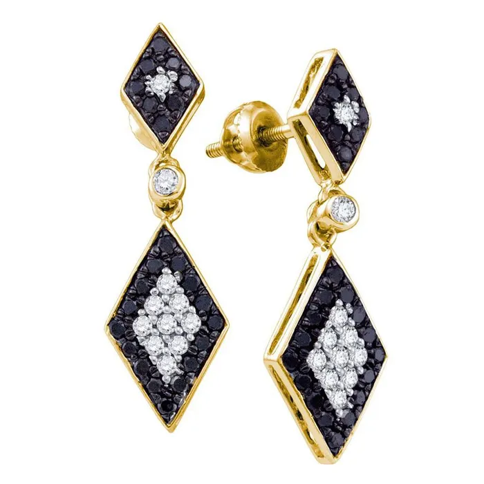 gndatlanta 10k Yellow Gold Round Black Diamond Dangle Earrings 58 Cttw Earrings gndatlanta 10k Yellow Gold Round Black Diamond Dangle Earrings 58 Cttw Earrings