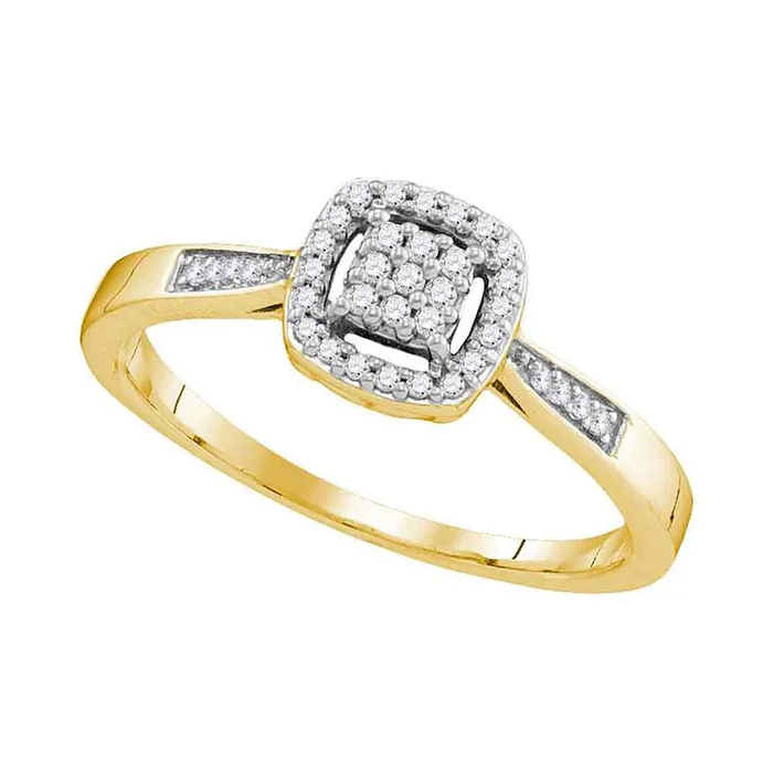 gndatlanta 10k Yellow Gold Round Diamond Square Cluster Ring 18 Cttw Rings