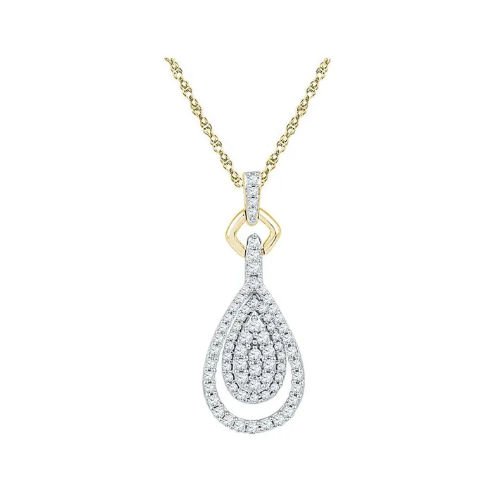 gndatlanta 10k Yellow Gold Round Diamond Teardrop Pendant 12 Cttw Necklaces gndatlanta 10k Yellow Gold Round Diamond Teardrop Pendant 12 Cttw Necklaces