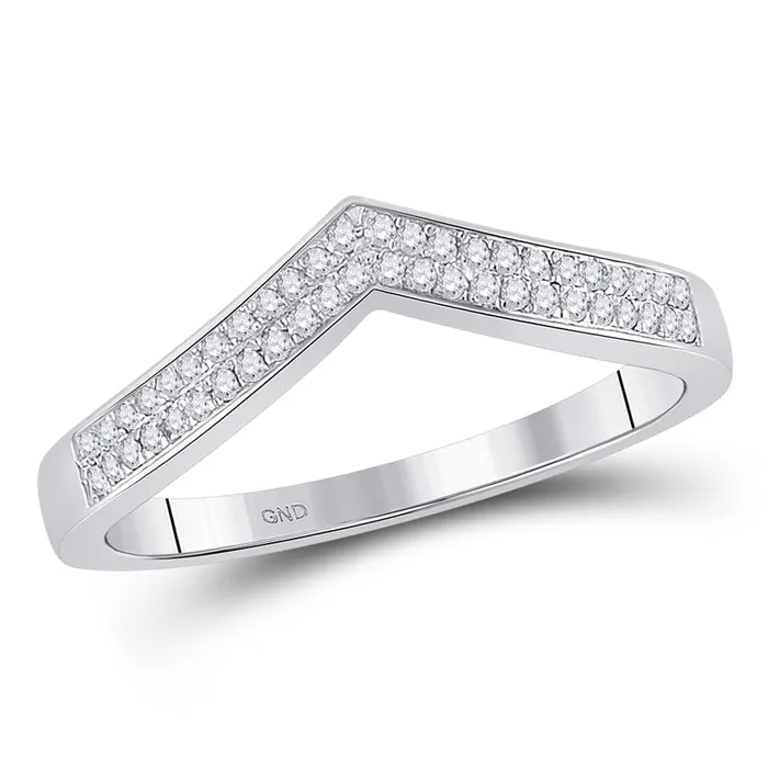 gndatlanta 14k White Gold Round Diamond Chevron Band Ring 16 Cttw Rings
