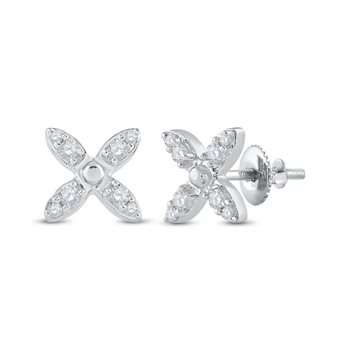 gndatlanta 14k White Gold Round Diamond X Fashion Earrings 14 Cttw Earrings gndatlanta 14k White Gold Round Diamond X Fashion Earrings 14 Cttw Earrings
