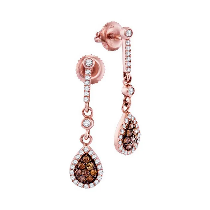 gndatlanta Earrings 10k Rose Gold Round Brown Diamond Dangle Earrings 12 Cttw gndatlanta Earrings 10k Rose Gold Round Brown Diamond Dangle Earrings 12 Cttw