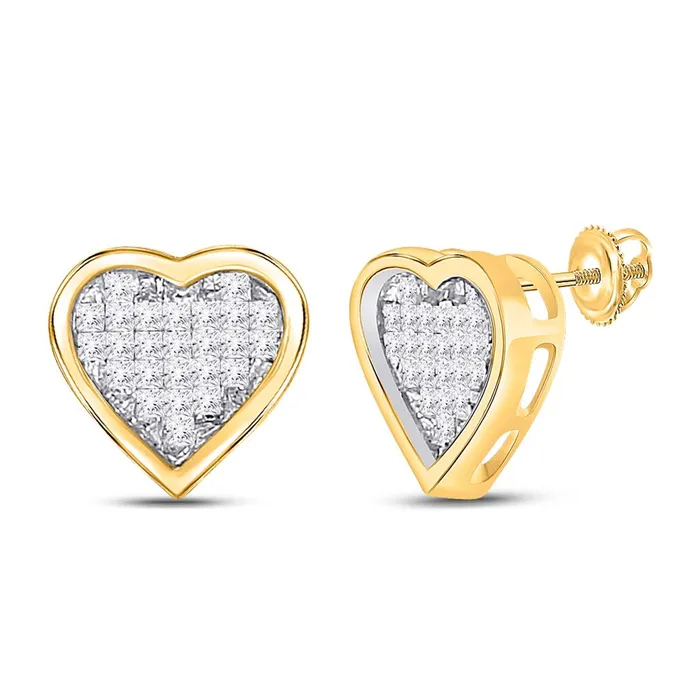 gndatlanta Earrings 10k Yellow Gold Princess Diamond Heart Earrings 13 Cttw gndatlanta Earrings 10k Yellow Gold Princess Diamond Heart Earrings 13 Cttw