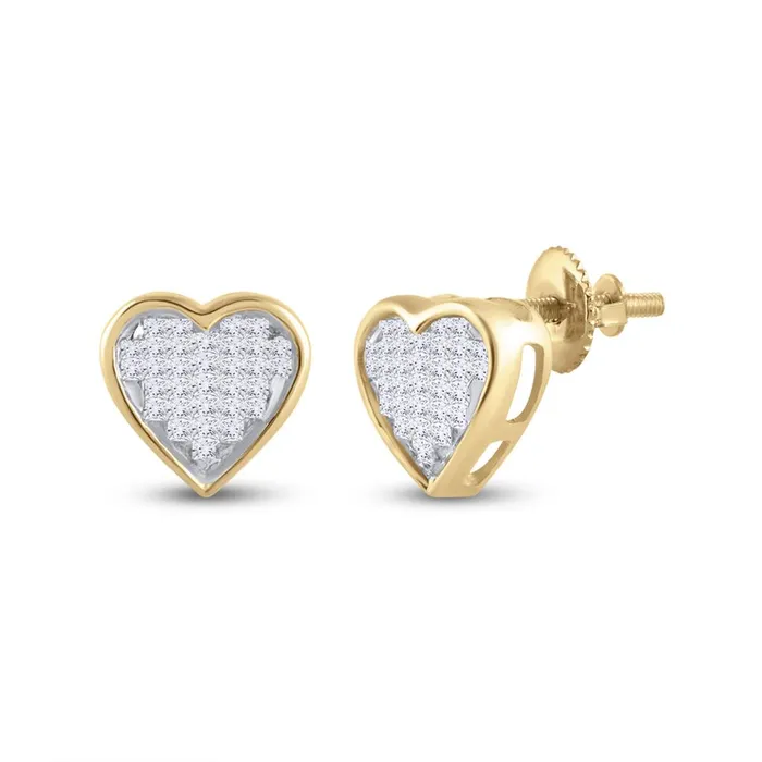 gndatlanta Earrings 10k Yellow Gold Princess Diamond Heart Earrings 13 Cttw