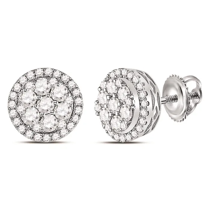 gndatlanta Earrings 14k White Gold Round Diamond Flower Halo Cluster Earrings 78 Ctw gndatlanta Earrings 14k White Gold Round Diamond Flower Halo Cluster Earrings 78 Ctw