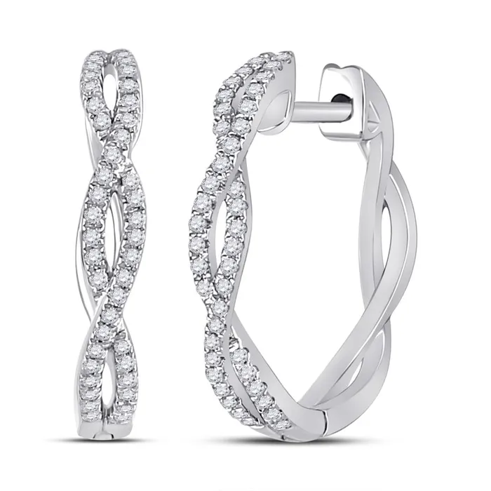 gndatlanta Earrings 14k White Gold Round Diamond Twist Hoop Earrings 15 Cttw gndatlanta Earrings 14k White Gold Round Diamond Twist Hoop Earrings 15 Cttw