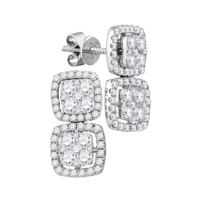 gndatlanta Earrings 18k White Gold Round Diamond Convertible Square Dangle Jacket Earrings 138 Cttw gndatlanta Earrings 18k White Gold Round Diamond Convertible Square Dangle Jacket Earrings 138 Cttw