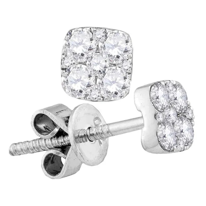 gndatlanta Earrings 18k White Gold Round Diamond Convertible Square Dangle Jacket Earrings 138 Cttw