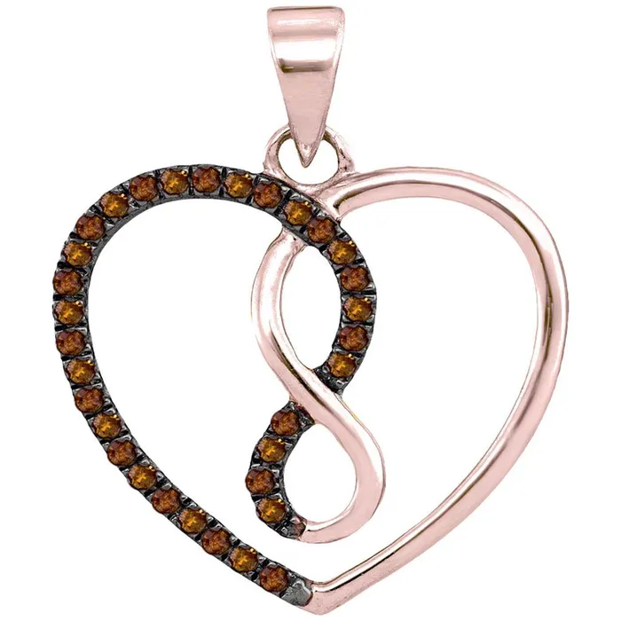 gndatlanta Necklaces 10k Rose Gold Round Brown Diamond Heart Infinity Pendant 18 Cttw gndatlanta Necklaces 10k Rose Gold Round Brown Diamond Heart Infinity Pendant 18 Cttw