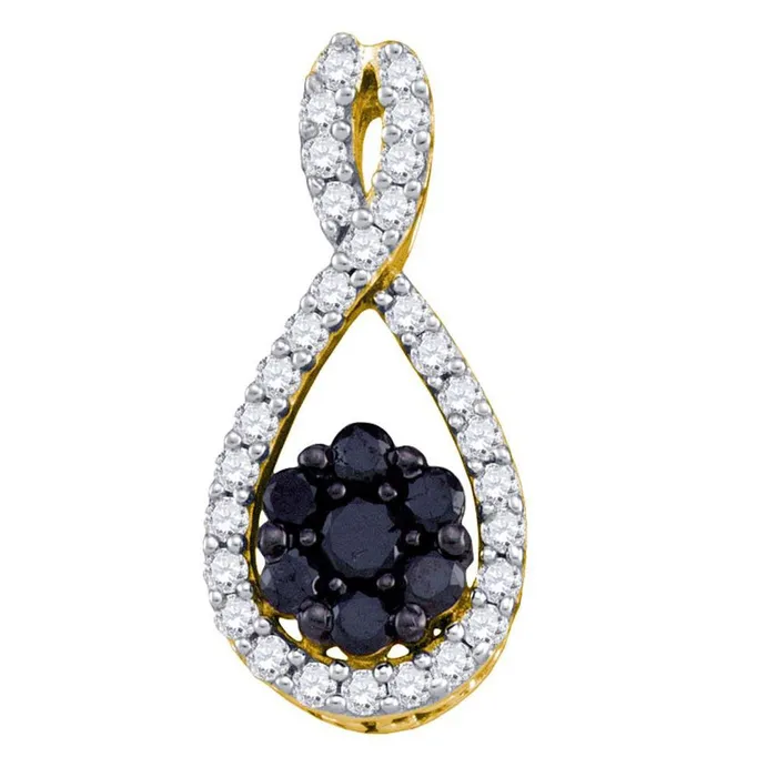 gndatlanta Necklaces 10k Yellow Gold Round Black Diamond Cluster Pendant 38 Cttw gndatlanta Necklaces 10k Yellow Gold Round Black Diamond Cluster Pendant 38 Cttw