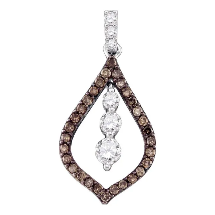 gndatlanta Necklaces 14k White Gold Brown Round 3Stone Diamond Pendant 12 Cttw gndatlanta Necklaces 14k White Gold Brown Round 3Stone Diamond Pendant 12 Cttw