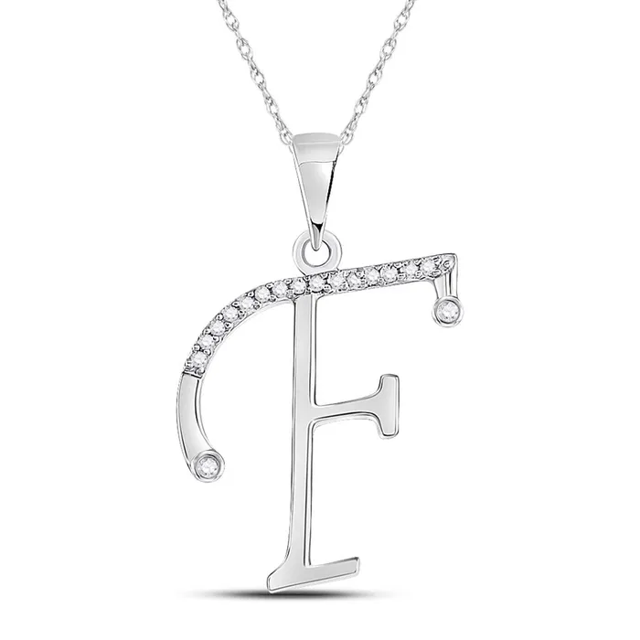 gndatlanta Necklaces 14k White Gold Round Diamond F Initial Letter Pendant 112 Cttw
