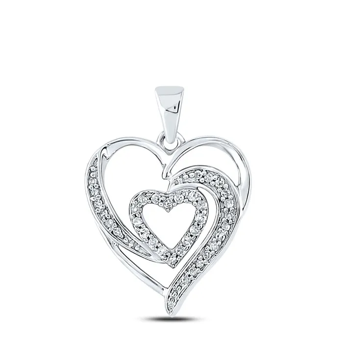 gndatlanta Necklaces 14k White Gold Round Diamond Fashion Heart Pendant 16 Cttw gndatlanta Necklaces 14k White Gold Round Diamond Fashion Heart Pendant 16 Cttw