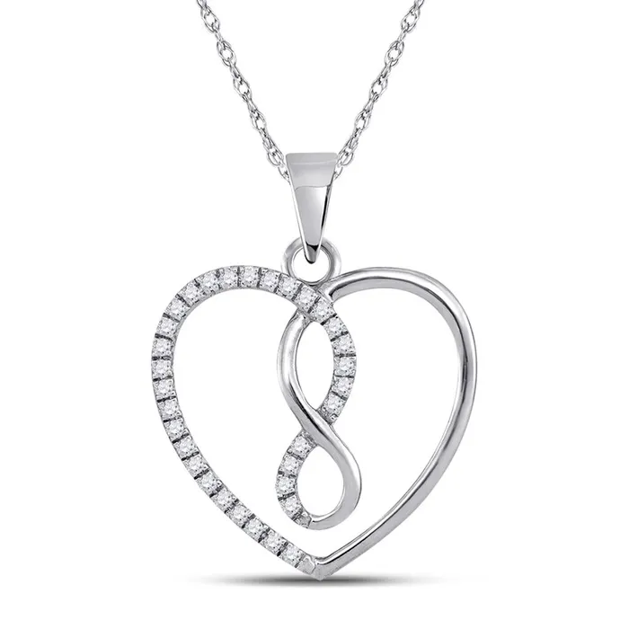 gndatlanta Necklaces 14k White Gold Round Diamond Infinity Heart Pendant 18 Cttw gndatlanta Necklaces 14k White Gold Round Diamond Infinity Heart Pendant 18 Cttw