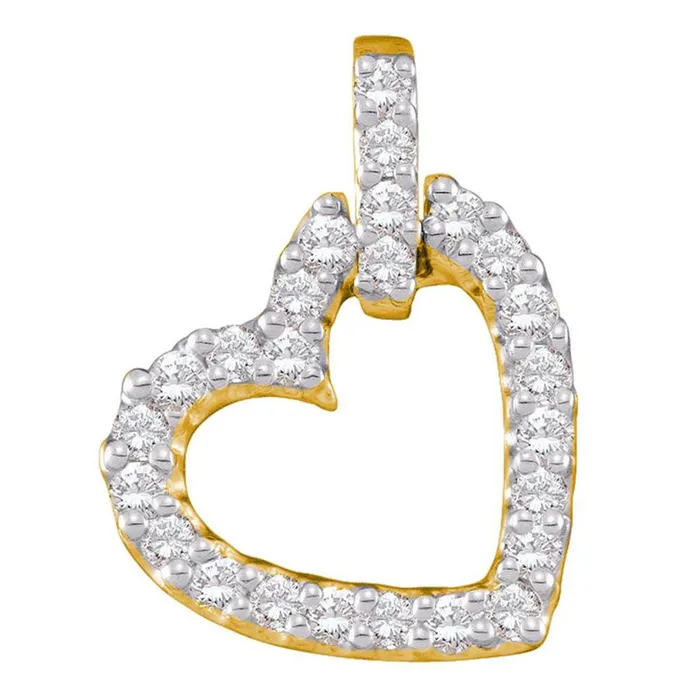 gndatlanta Necklaces 14k Yellow Gold Round Diamond Small Dangling Heart Pendant 14 Cttw gndatlanta Necklaces 14k Yellow Gold Round Diamond Small Dangling Heart Pendant 14 Cttw