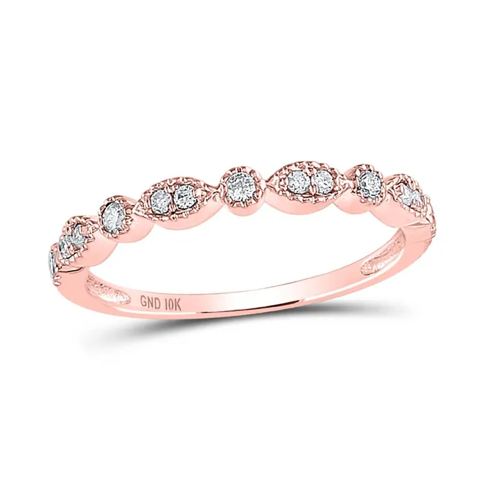 gndatlanta Rings 10k Rose Gold Round Diamond Marquise Dot Stackable Band Ring 16 Cttw