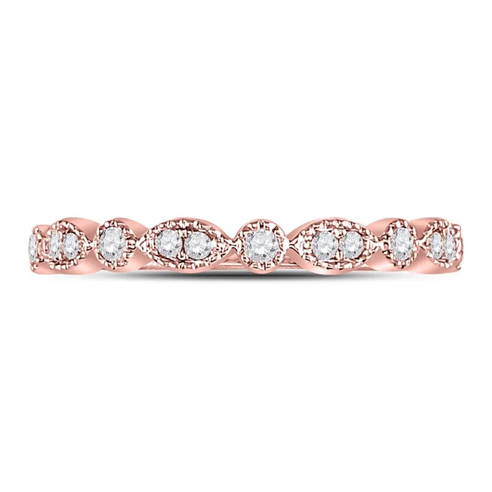 gndatlanta Rings 10k Rose Gold Round Diamond Marquise Dot Stackable Band Ring 16 Cttw
