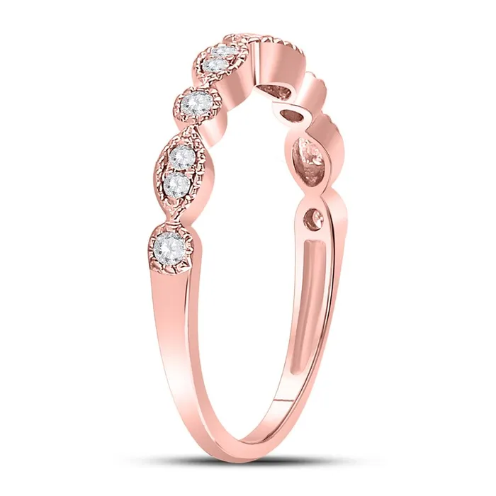 gndatlanta Rings 10k Rose Gold Round Diamond Marquise Dot Stackable Band Ring 16 Cttw
