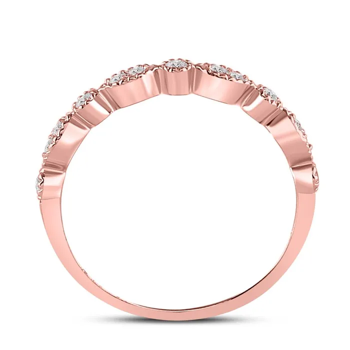 gndatlanta Rings 10k Rose Gold Round Diamond Marquise Dot Stackable Band Ring 16 Cttw