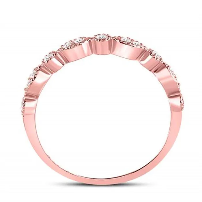 gndatlanta Rings 10k Rose Gold Round Diamond Marquise Dot Stackable Band Ring 16 Cttw