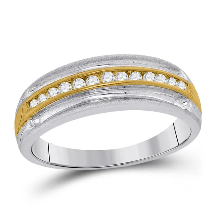 gndatlanta Rings 10k Twotone White Gold Round Diamond Wedding Band 14 Cttw