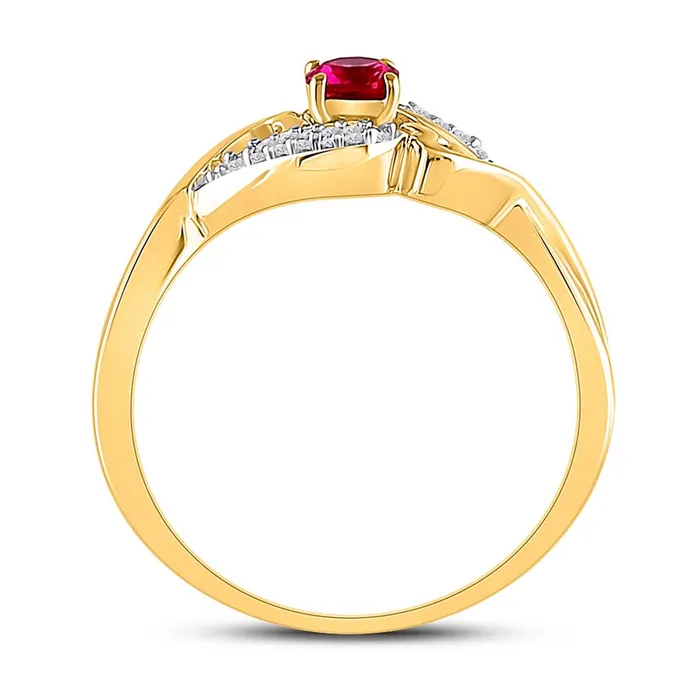 gndatlanta Rings 10k Yellow Gold Round Created Ruby Heart Ring 15 Cttw