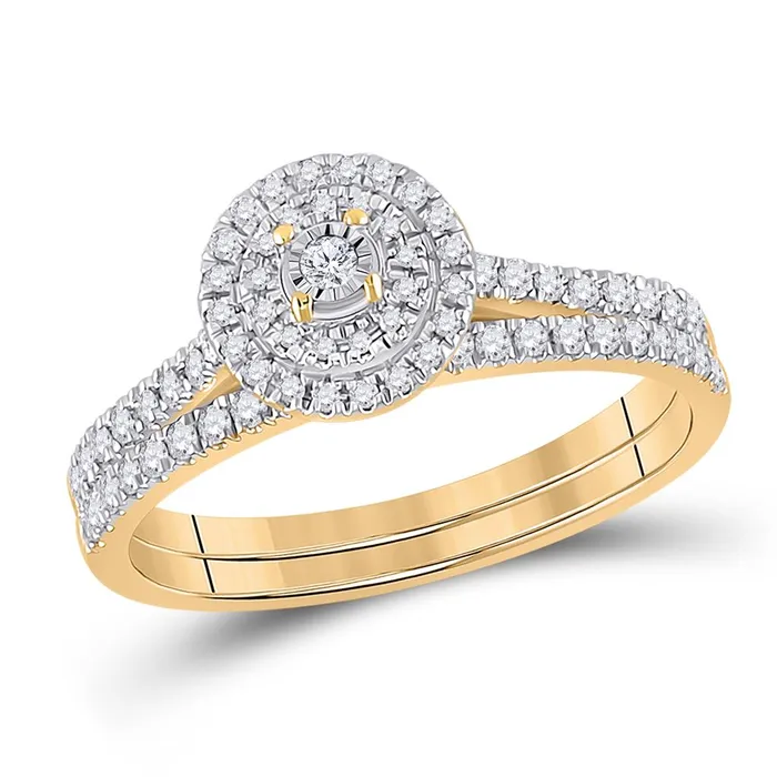 gndatlanta Rings 10k Yellow Gold Round Diamond Bridal Wedding Ring Set 13 Cttw