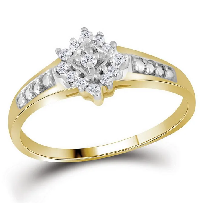 gndatlanta Rings 10k Yellow Gold Round Diamond Cluster Ring 110 Cttw