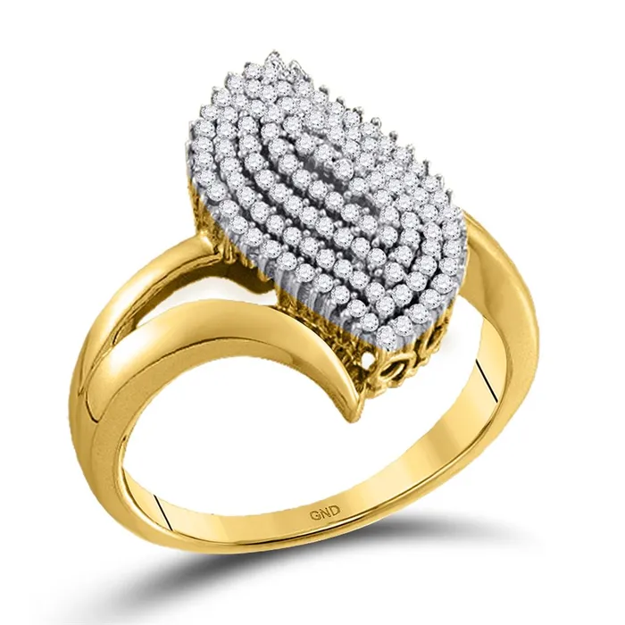 gndatlanta Rings 10k Yellow Gold Round Diamond Oval Cluster Ring 38 Cttw