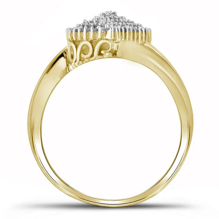 gndatlanta Rings 10k Yellow Gold Round Diamond Oval Cluster Ring 38 Cttw