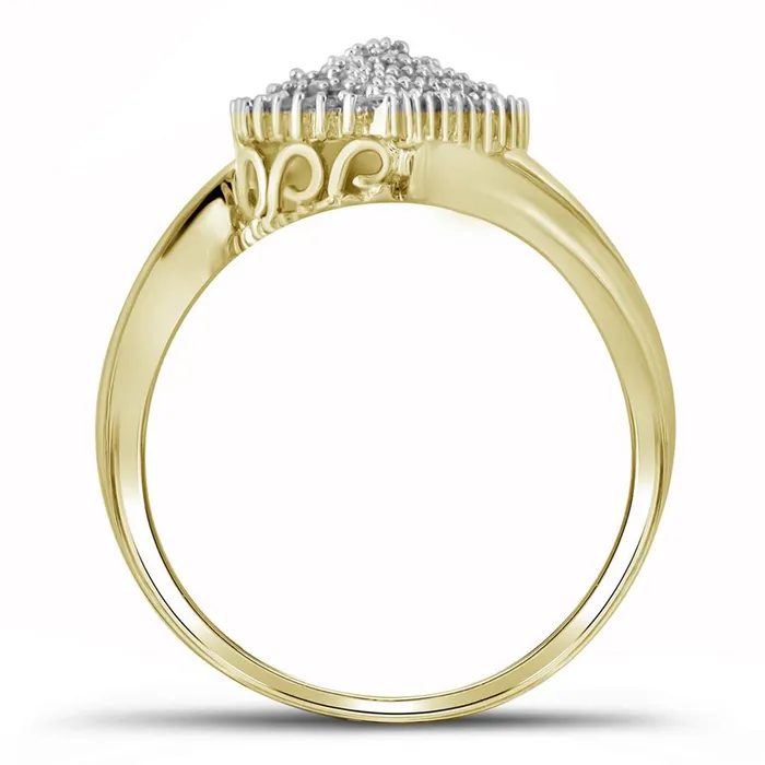 gndatlanta Rings 10k Yellow Gold Round Diamond Oval Cluster Ring 38 Cttw