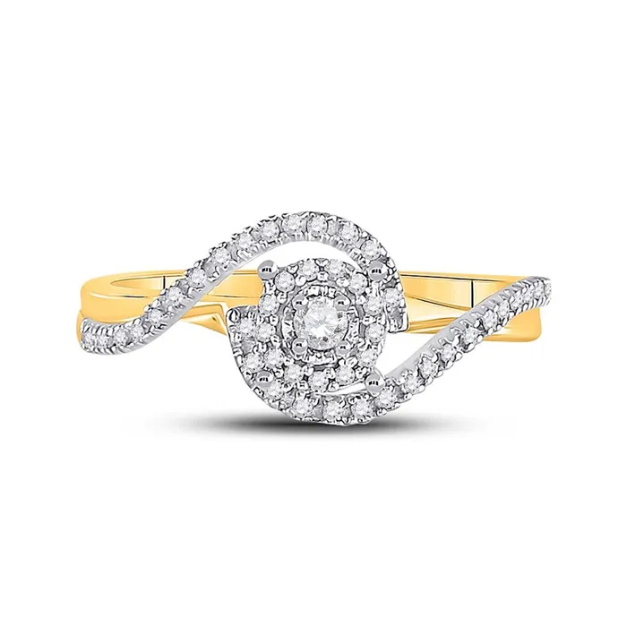 gndatlanta Rings 10k Yellow Gold Round Diamond Solitaire Swirl Bridal Engagement Ring 15 Cttw