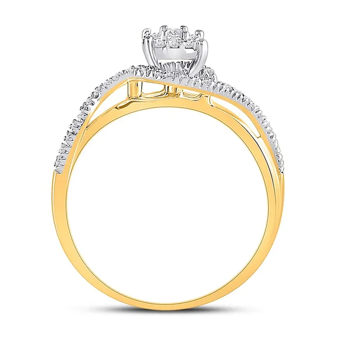 gndatlanta Rings 10k Yellow Gold Round Diamond Solitaire Swirl Bridal Engagement Ring 15 Cttw