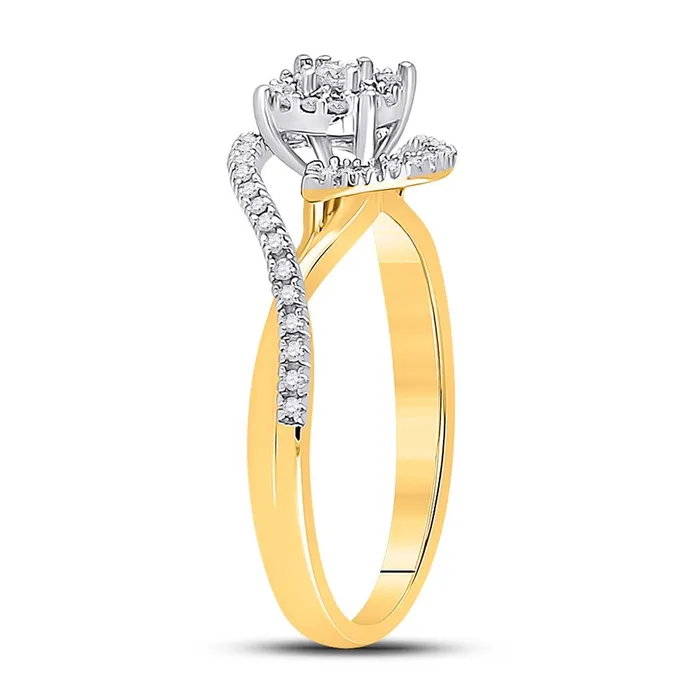 gndatlanta Rings 10k Yellow Gold Round Diamond Solitaire Swirl Bridal Engagement Ring 15 Cttw