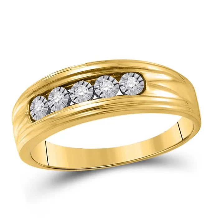 gndatlanta Rings 10k Yellow Gold Round Diamond Wedding 5Stone Band Ring 110 Cttw