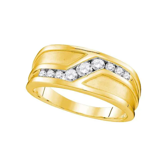 gndatlanta Rings 10k Yellow Gold Round Diamond Wedding Band Ring 12 Cttw