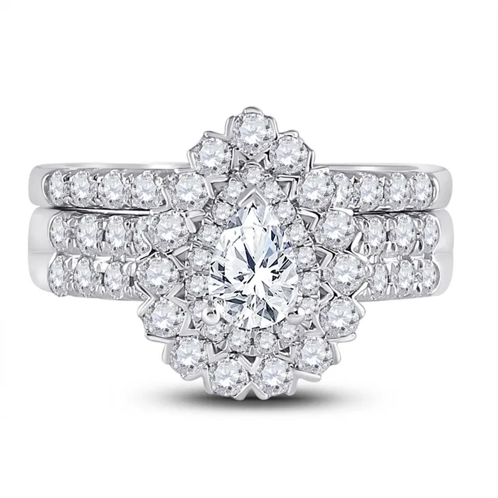 gndatlanta Rings 14k White Gold Pear Diamond Bridal Wedding Ring Set 178 Cttw Certified