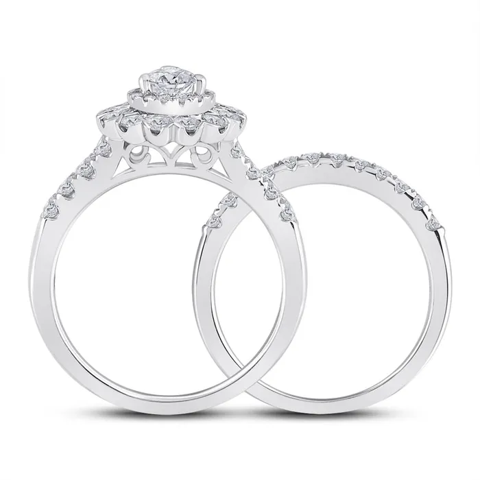 gndatlanta Rings 14k White Gold Pear Diamond Bridal Wedding Ring Set 178 Cttw Certified