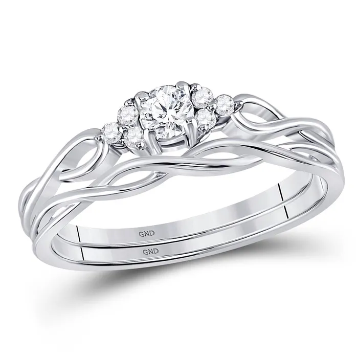 gndatlanta Rings 14k White Gold Round Diamond Bridal Wedding Ring Set 16 Cttw