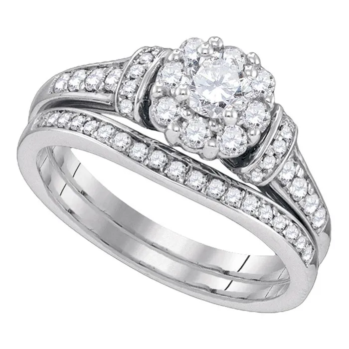 gndatlanta Rings 14k White Gold Round Diamond Bridal Wedding Ring Set 78 Cttw
