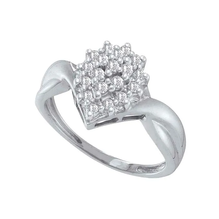 gndatlanta Rings 14k White Gold Round Diamond Oval Cluster Ring 14 Cttw