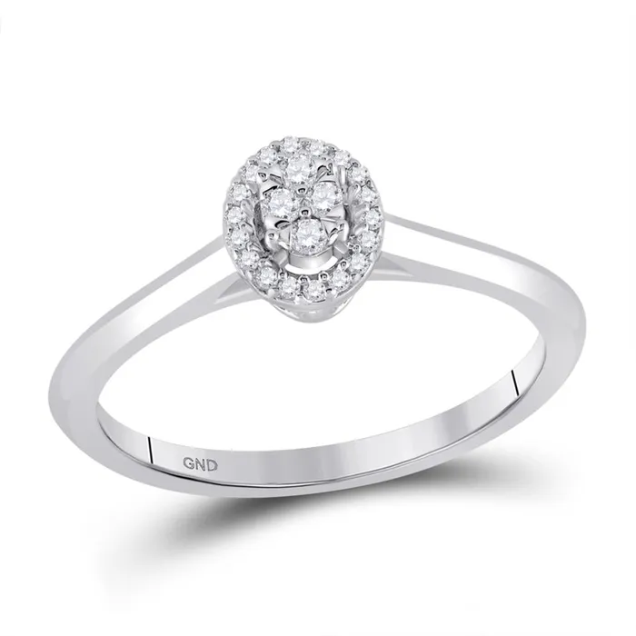 gndatlanta Rings 14k White Gold Round Diamond Oval Fashion Ring 110 Cttw