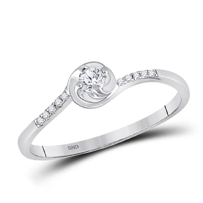 gndatlanta Rings 14k White Gold Round Diamond Solitaire Promise Ring 110 Cttw