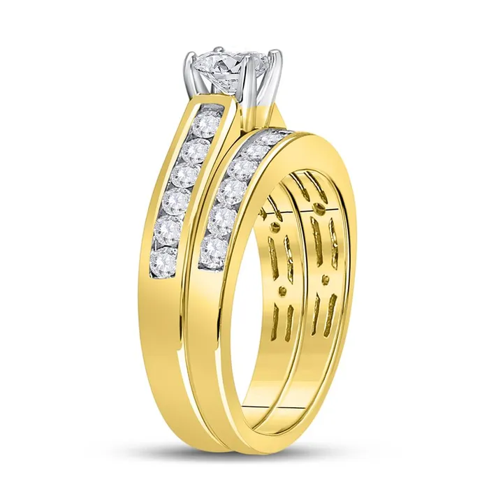 gndatlanta Rings 14k Yellow Gold Princess Diamond Bridal Wedding Ring Set 112 Ctw Certified