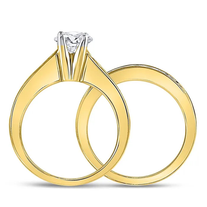 gndatlanta Rings 14k Yellow Gold Princess Diamond Bridal Wedding Ring Set 112 Ctw Certified