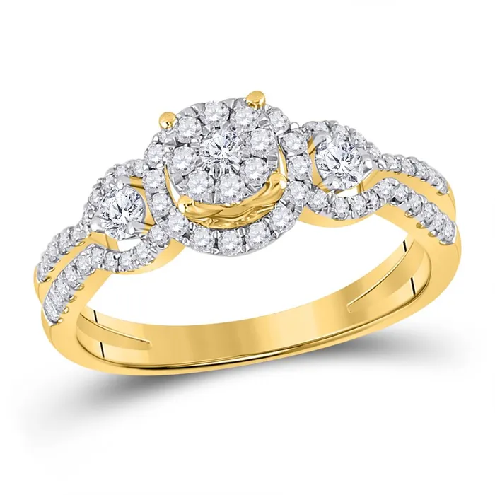 gndatlanta Rings 14k Yellow Gold Round Diamond 3stone Bridal Engagement Ring 58 Cttw
